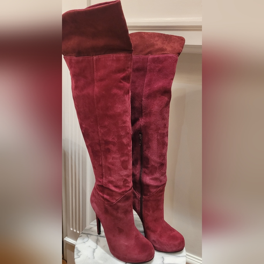 Aldo Wine-Burgundy over-the-knee high boots, size 7